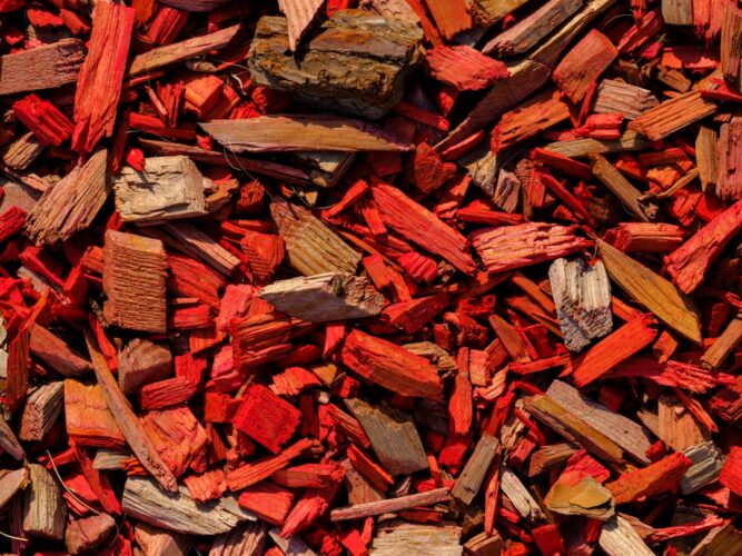 Photo wood chips smoking